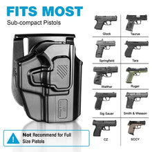 Load image into Gallery viewer, Gunflower Universal OWB index release Holster for Sub-Compacts
