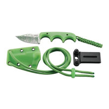Load image into Gallery viewer, CRKT Minimalist Bowie 'Gears' Neck Knife Glow in the Dark Handle w/'Gears' Satin Finish Blade
